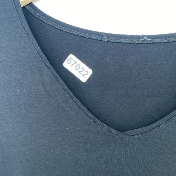 EILEEN FISHER Dress S Stretch Viscose Jersey Tunic V-Neck Cap Sleeve Black - Picture 6 of 6